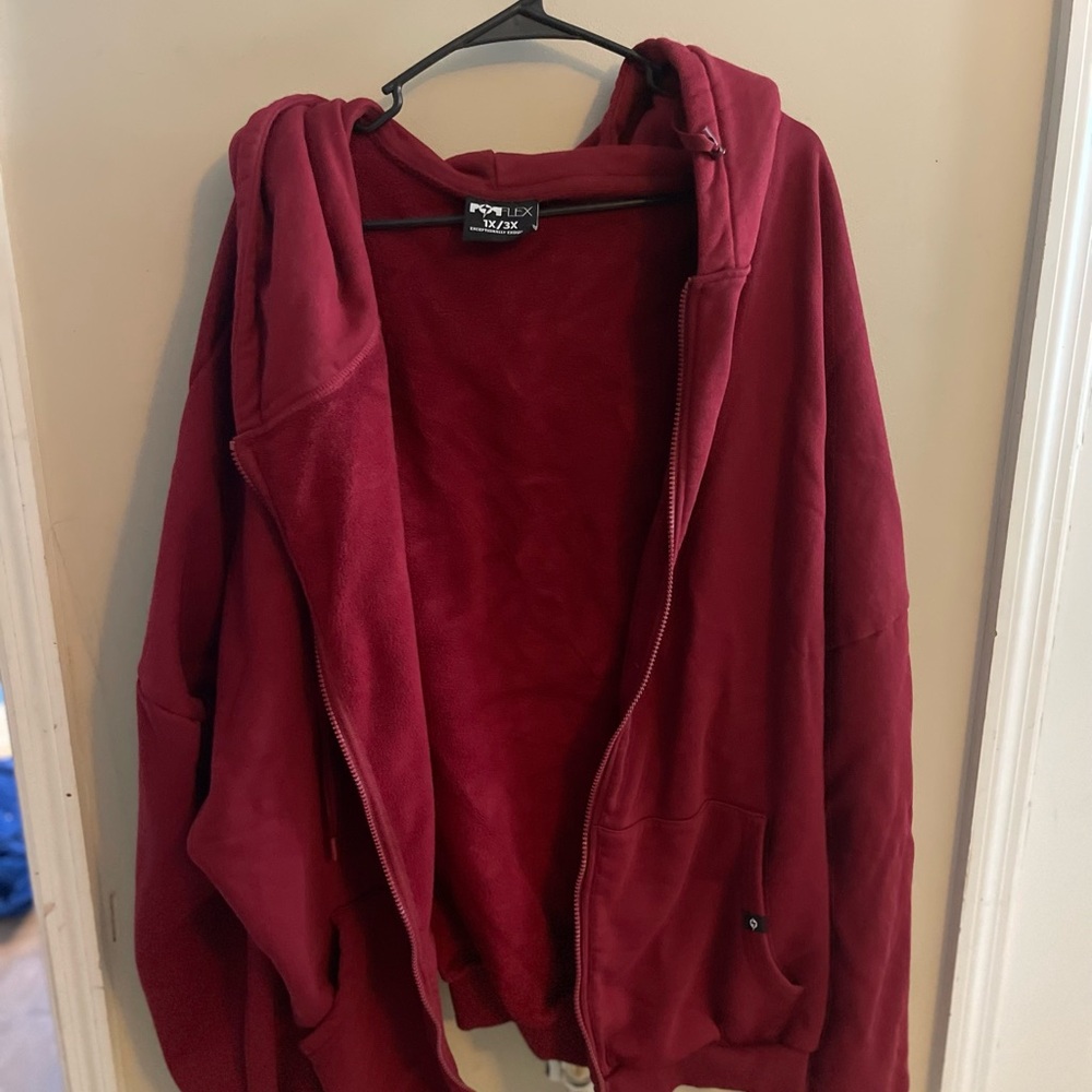 POPFLEX Maroon Zip-Up Hoodie